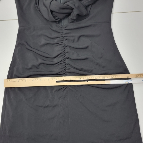 NWT ZARA Tie Front Ruched Black Mini Dress Size Small - Picture 13 of 14